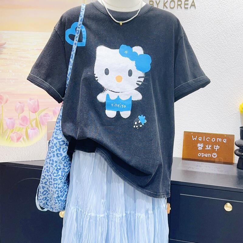 Street Fashion Casual - Hello Kitty High-Quality New Short-Sleeved Cotton