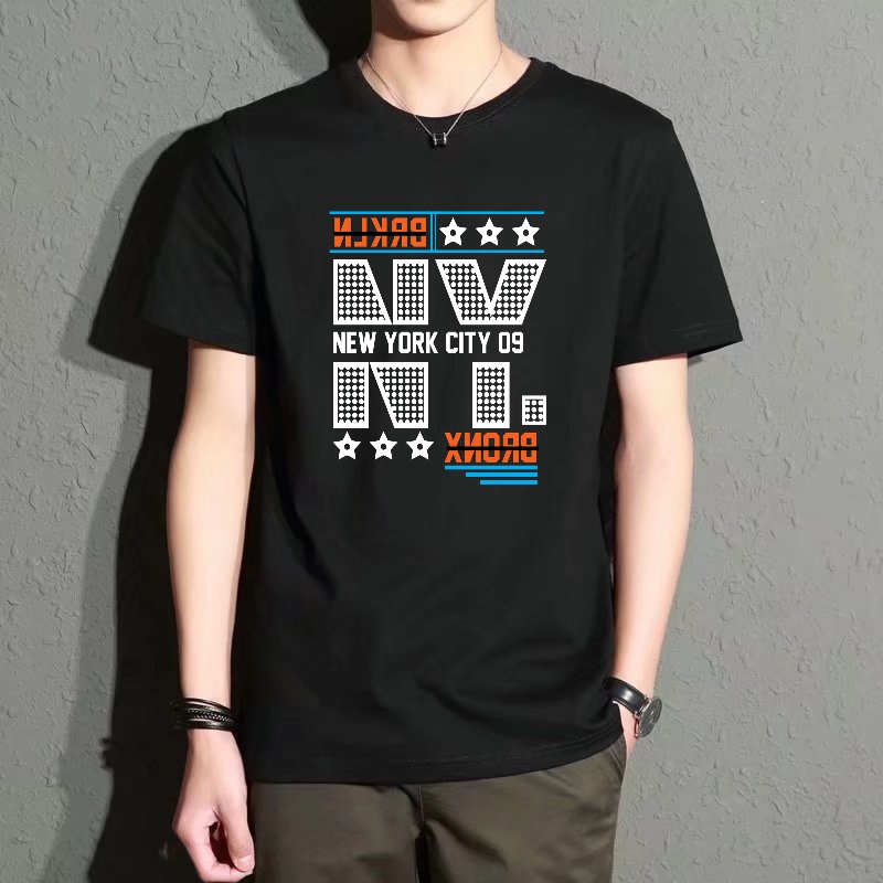 Men's Black Round-Neck Short-S – Street Style New York Fashion Bewertung und Preis