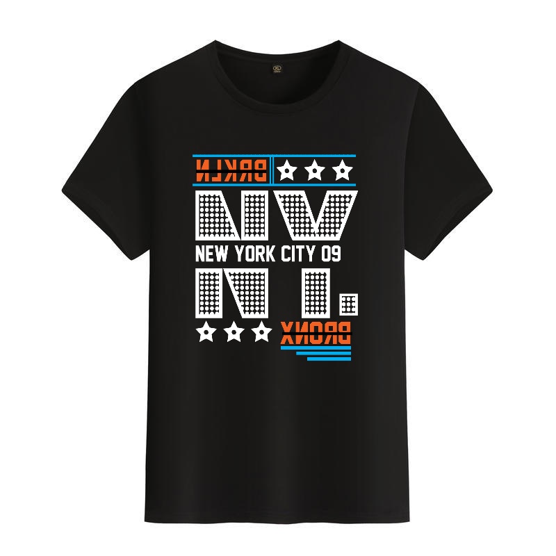 Men's Black Round-Neck Short-S – Street Style New York Fashion Bewertung und Preis