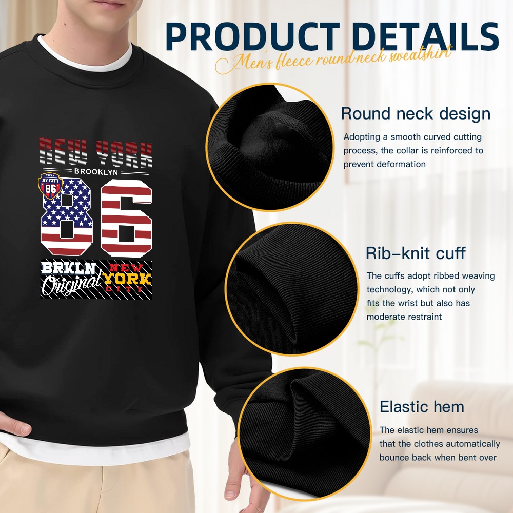Men's Black Crew Neck Pullover – Street Style New York Fashion Bewertung und Preis