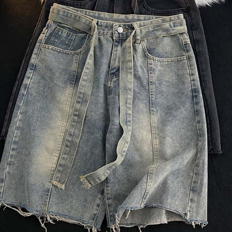 Summer Thin Fringed Denim Shor – Street Fashion In Japanese Bewertung und Preis