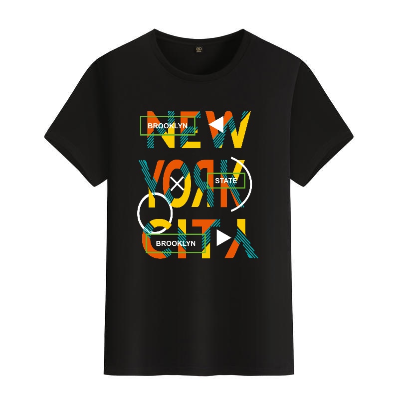 Men's Black Round-Neck Short-S – Street Style New York Fashion Bewertung und Preis