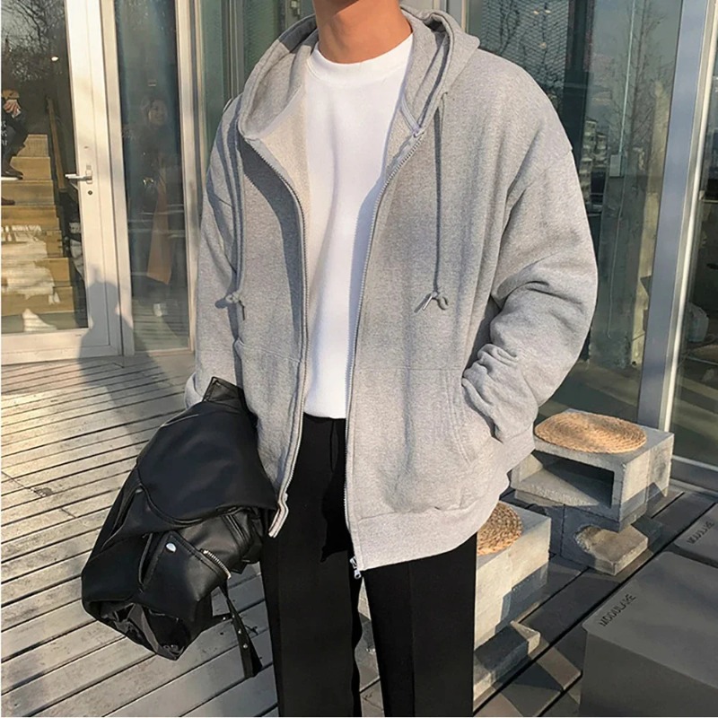 High Street Hoodie Men Solid C – Street Fashion Zip Up Hoodie Bewertung und Preis