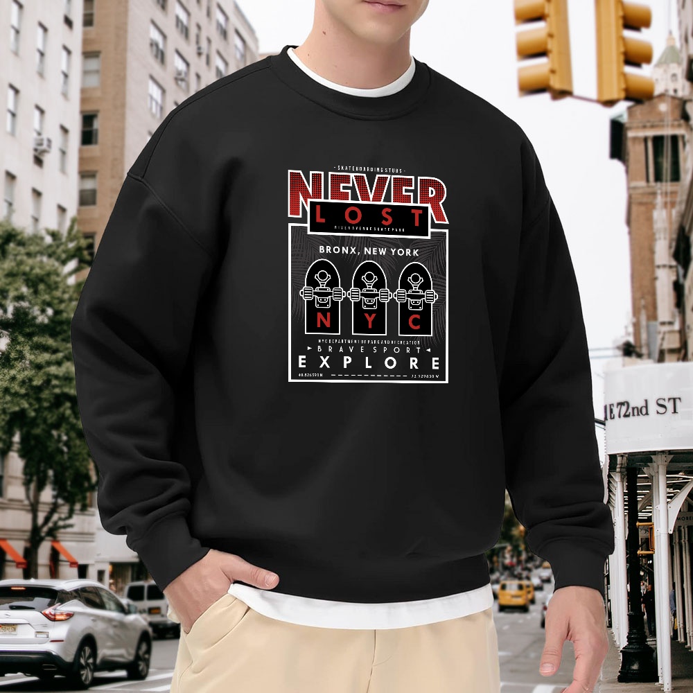 Men's Black Crew Neck Pullover – Street Style New York Fashion Bewertung und Preis