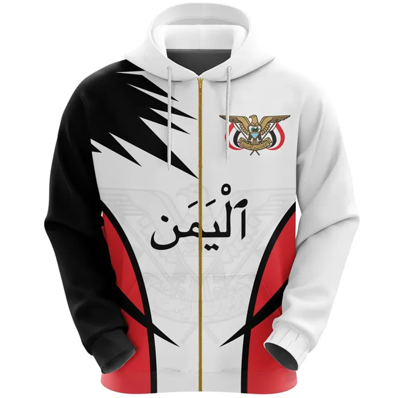 Vintage Men's Hoodie Yemen Fla – Street Fashion Zip Up Hoodie Bewertung und Preis