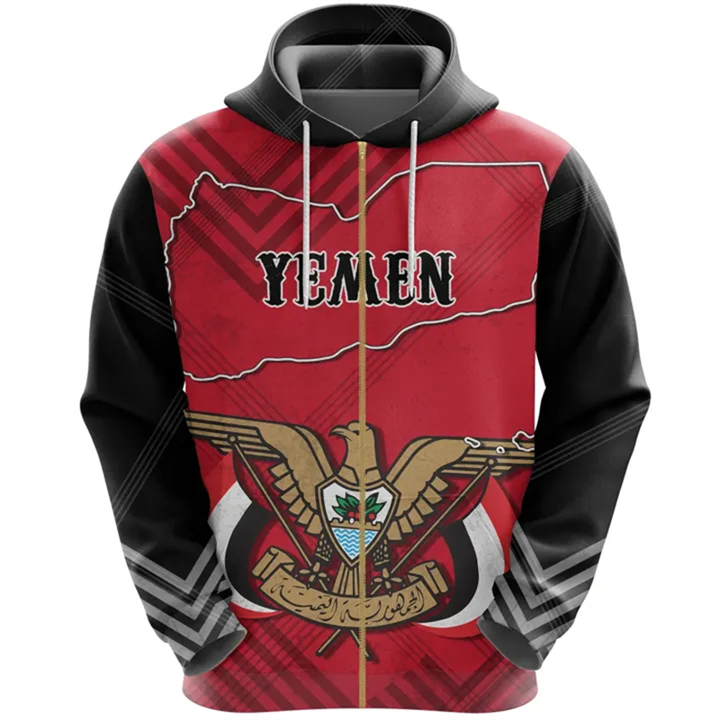 Vintage Men's Hoodie Yemen Fla – Street Fashion Zip Up Hoodie Bewertung und Preis