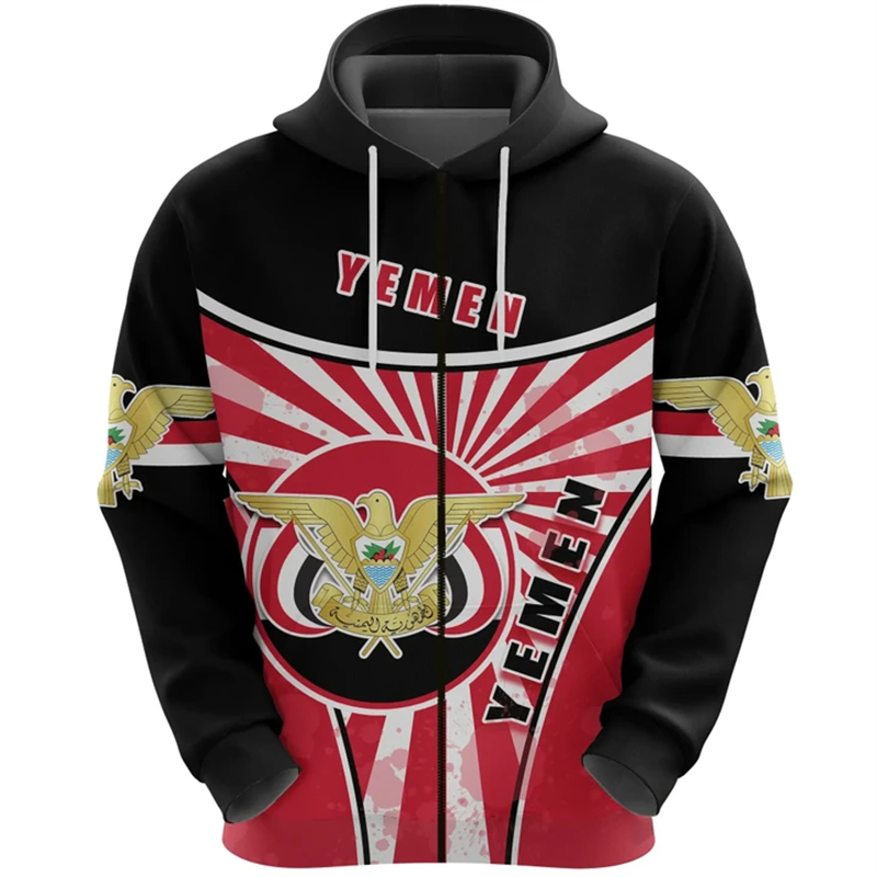 Vintage Men's Hoodie Yemen Fla – Street Fashion Zip Up Hoodie Bewertung und Preis