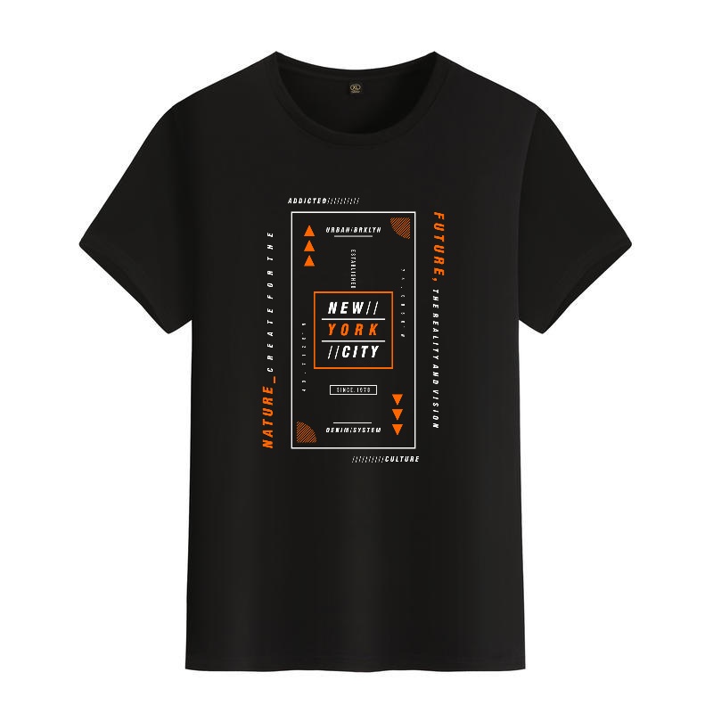 Men's Black Round-Neck Short-S – Street Style New York Fashion Bewertung und Preis