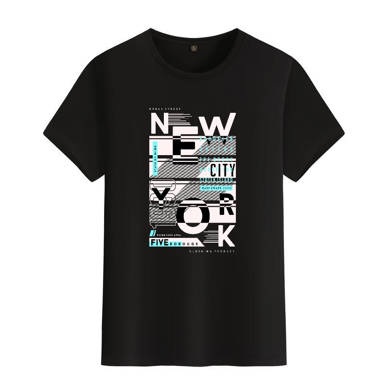 Men's Black Round-Neck Short-S – Street Style New York Fashion Bewertung und Preis