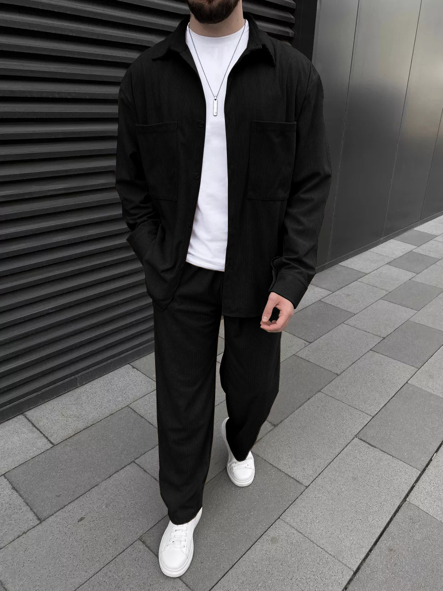 Men's corduroy two-piece outfi – Street Fashion Casual Bewertung und Preis