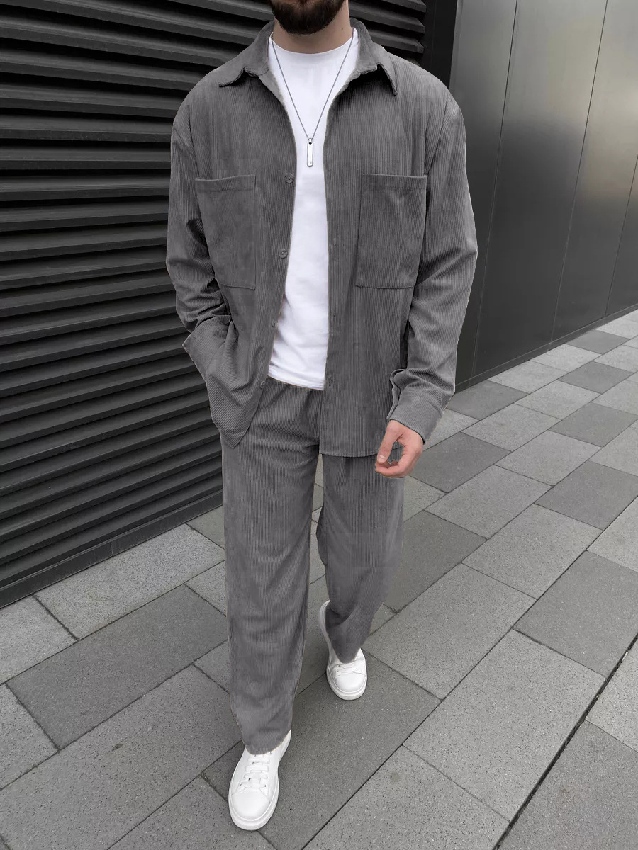 Men's corduroy two-piece outfi – Street Fashion Casual Bewertung und Preis