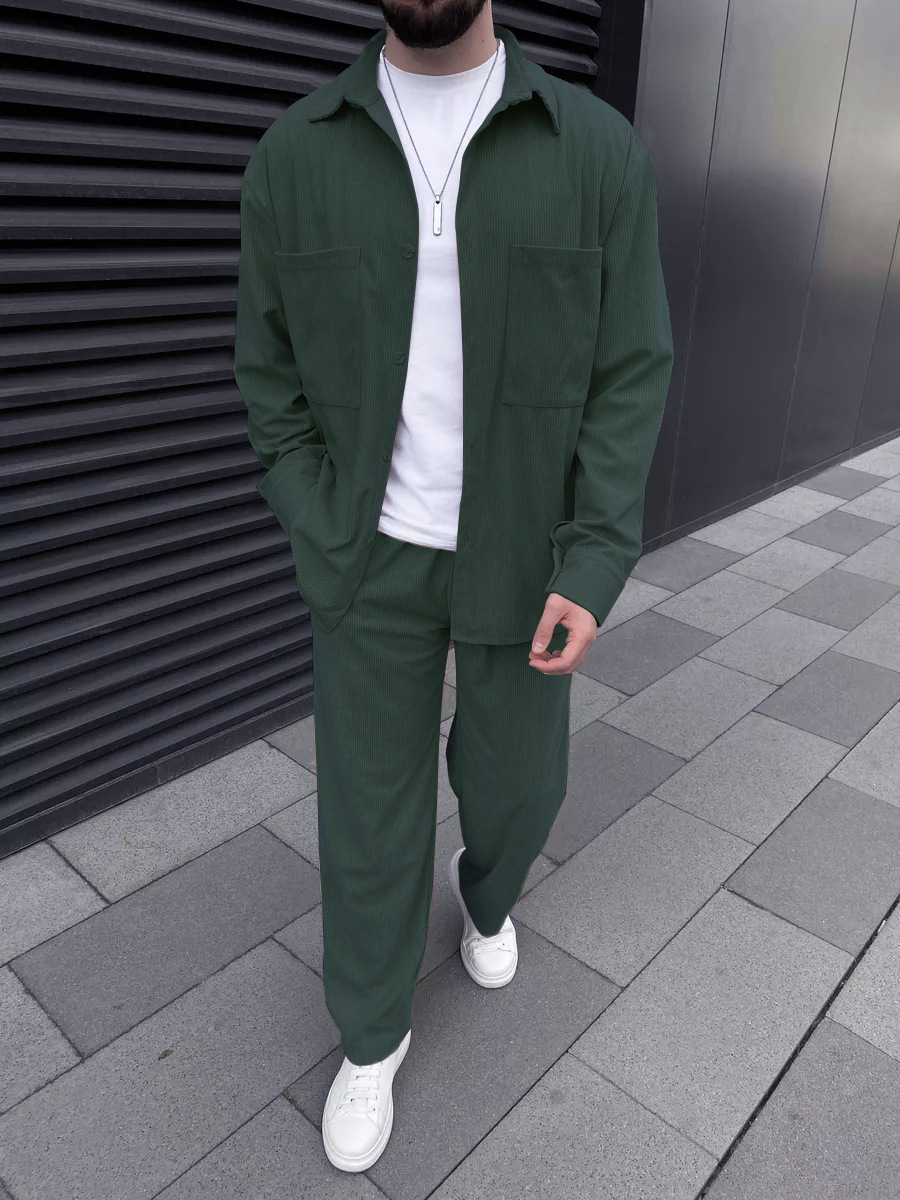 Men's corduroy two-piece outfi – Street Fashion Casual Bewertung und Preis