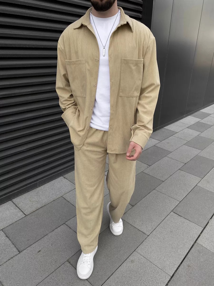 Men's corduroy two-piece outfi – Street Fashion Casual Bewertung und Preis