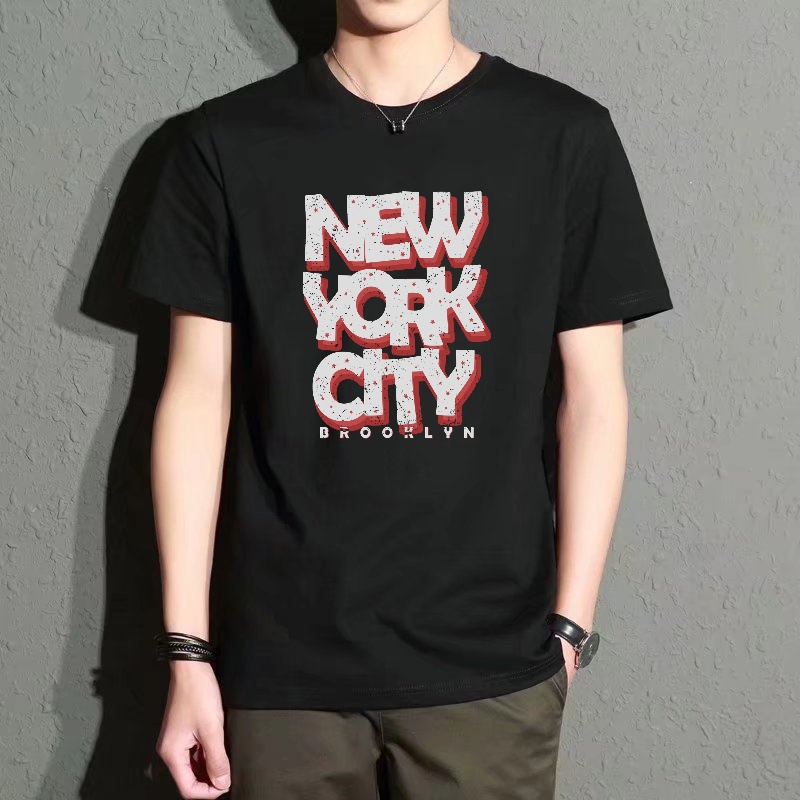Men's Black Round-Neck Short-S – Street Style New York Fashion Bewertung und Preis