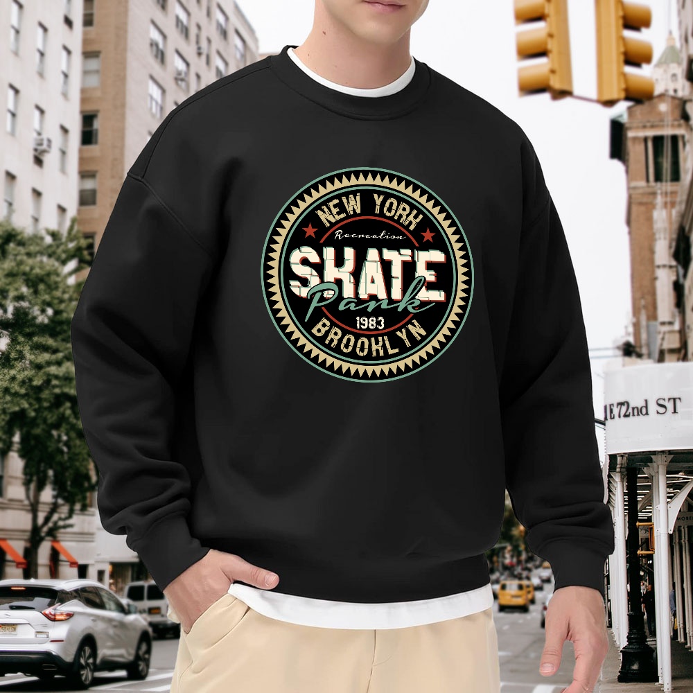 Men's Black Crewneck Sweatshir – Street Style New York Fashion Bewertung und Preis