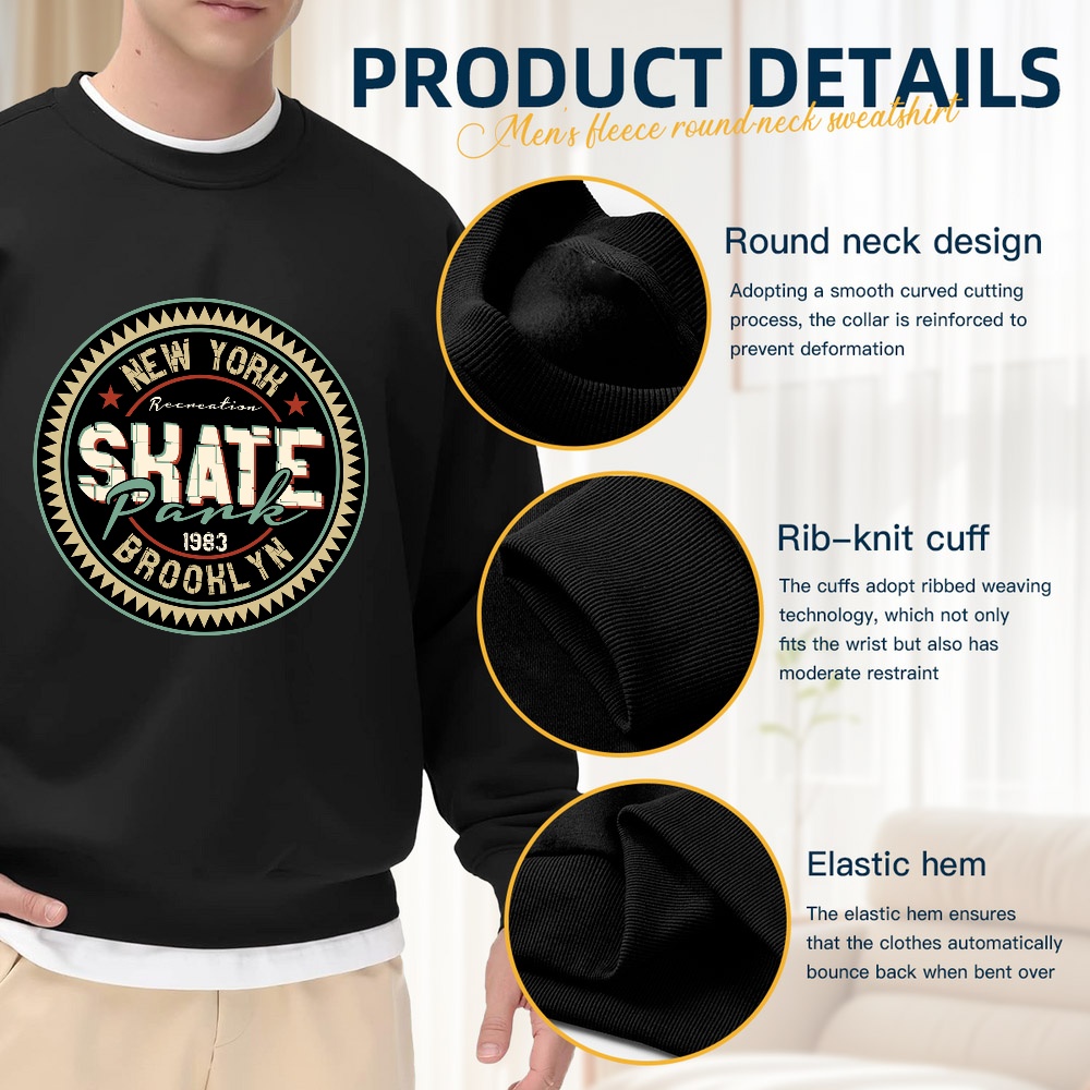 Men's Black Crewneck Sweatshir – Street Style New York Fashion Bewertung und Preis