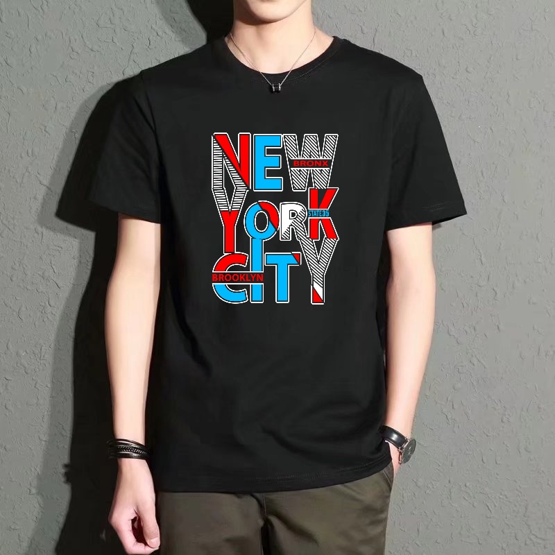 Men's Black Round-Neck Short-S – Street Style New York Fashion Bewertung und Preis