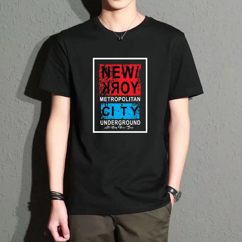 Men's Black Round-Neck Short-S – Street Style New York Fashion Bewertung und Preis