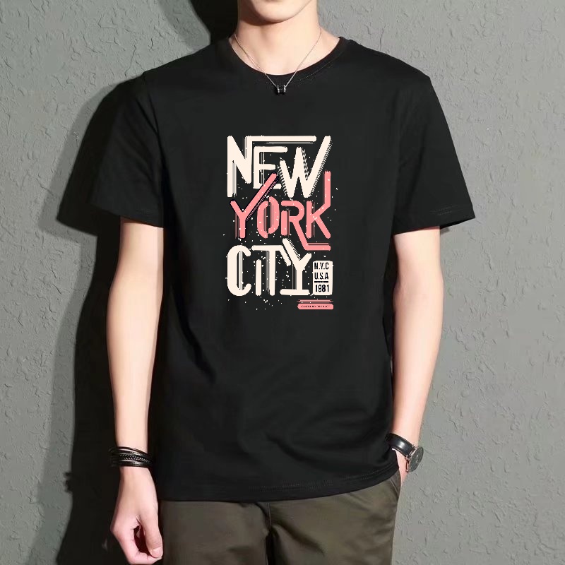Men's Black Round-Neck Short-S – Street Style New York Fashion Bewertung und Preis