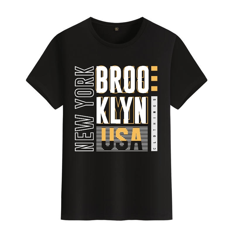 Men's Black Round-Neck Short-S – Street Style New York Fashion Bewertung und Preis
