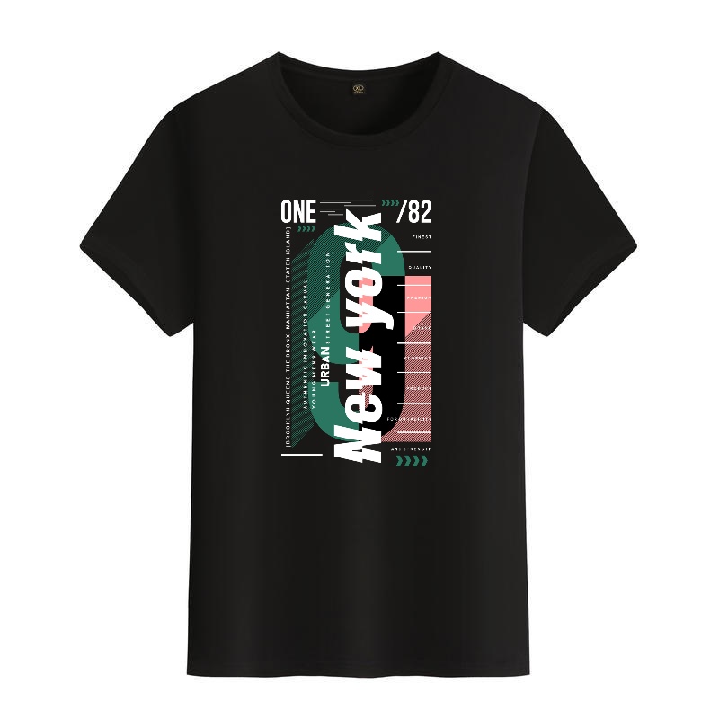 Men's Black Round-Neck Short-S – Street Style New York Fashion Bewertung und Preis