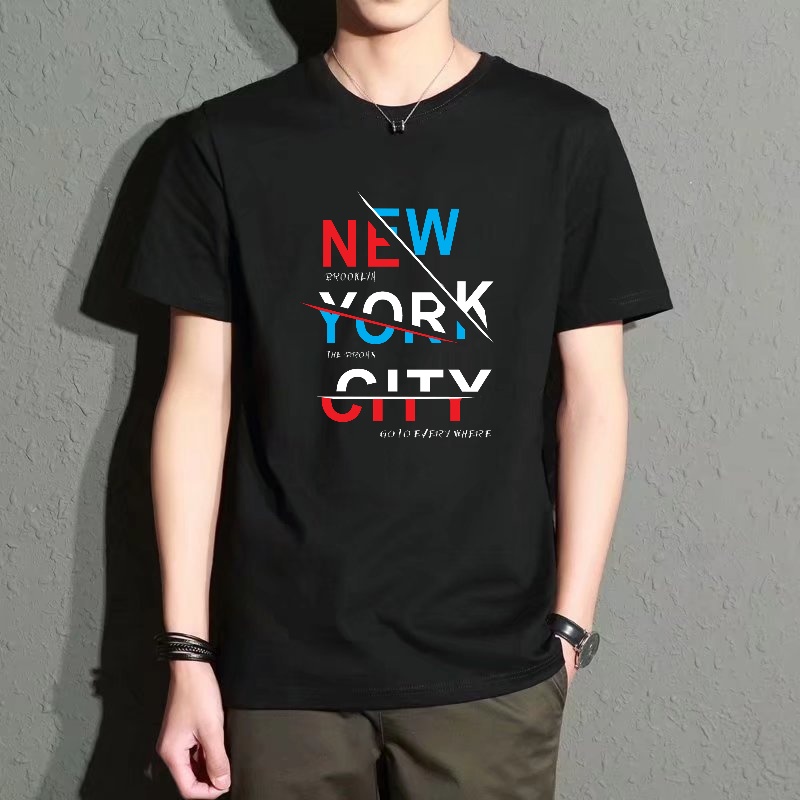 Men's Black Round-Neck Short-S – Street Style New York Fashion Bewertung und Preis