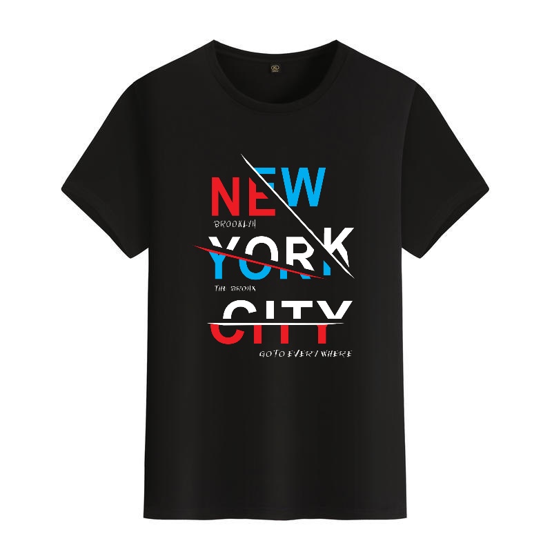Men's Black Round-Neck Short-S – Street Style New York Fashion Bewertung und Preis