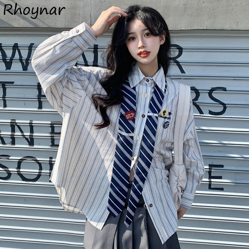 Striped Shirts Women Baggy Pre – Street Fashion In Japanese Bewertung und Preis