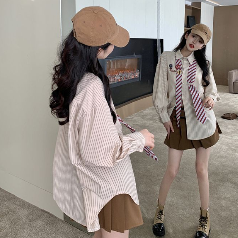 Striped Shirts Women Baggy Pre – Street Fashion In Japanese Bewertung und Preis