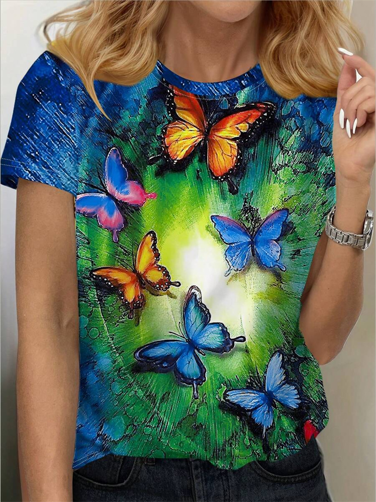 Butterfly Print Women's T-shir – Street Fashion Urban Bewertung und Preis