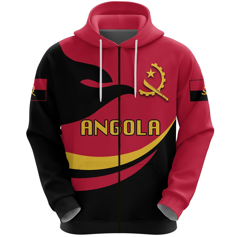 Angola Map Africa Country Grap – Street Fashion Zip Up Hoodie Bewertung und Preis