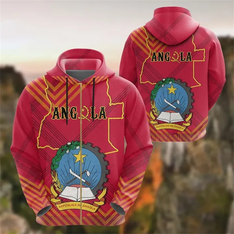 Angola Map Africa Country Grap – Street Fashion Zip Up Hoodie Bewertung und Preis