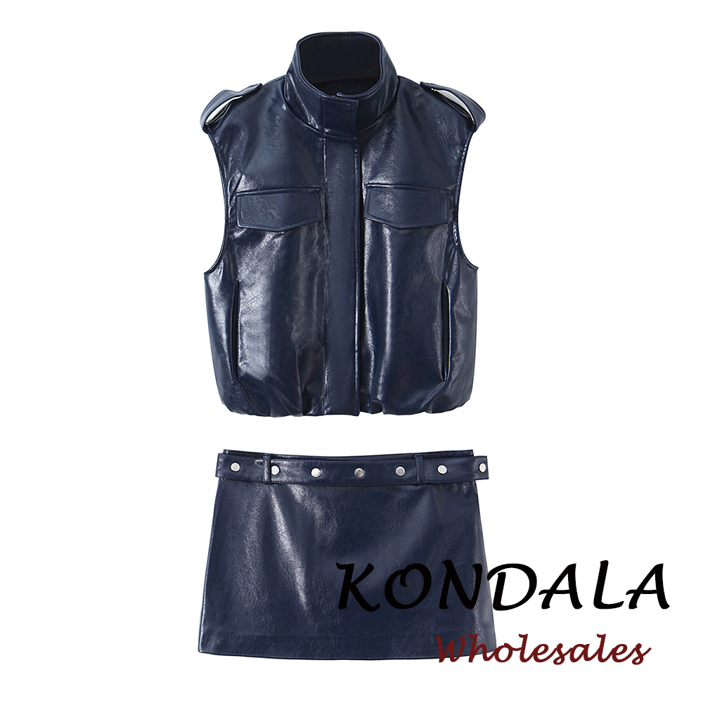 KONDALA 2026 Spring Blue PU Wo – Street Fashion Vest Bewertung und Preis