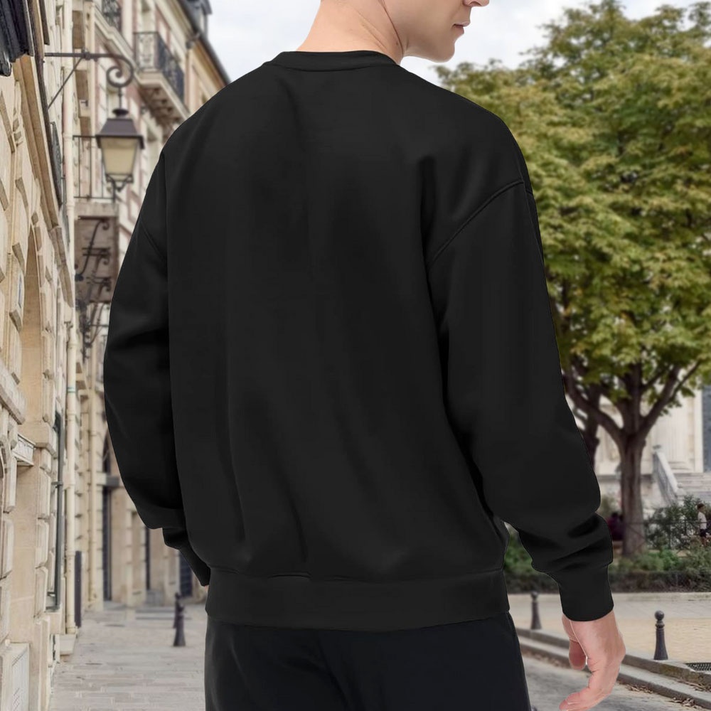 Men's Black Crew Neck Loose Sw – Street Style New York Fashion Bewertung und Preis