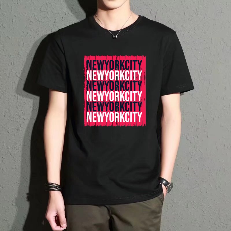 Men's Black Round-Neck Short-S – Street Style New York Fashion Bewertung und Preis